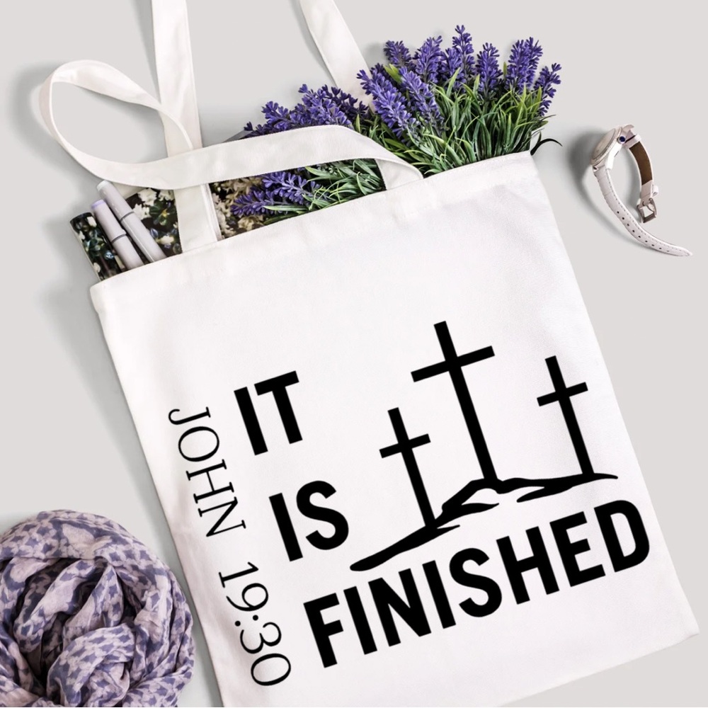 White Tote Bag with Black Text Design customsizable